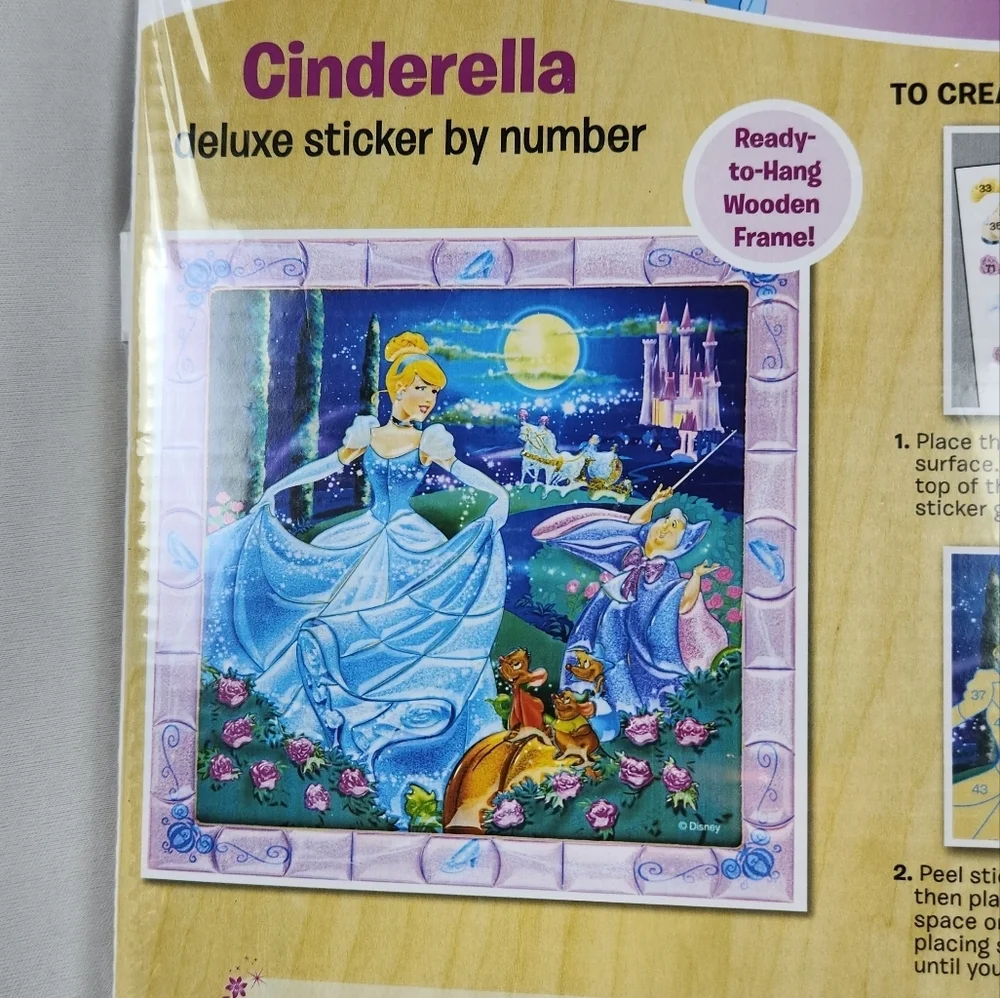Lot Disney Cinderella/Minnie By Number 100+ Sparkle Gem Stickers Sealed New